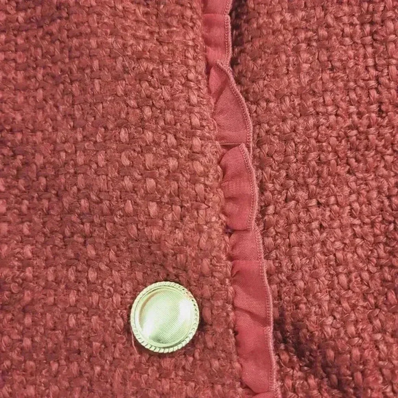 Joan Rivers Red Textured Button-Up Blazer Acrylic Wool Blend Womens 20W 28CT - Picture 9 of 11